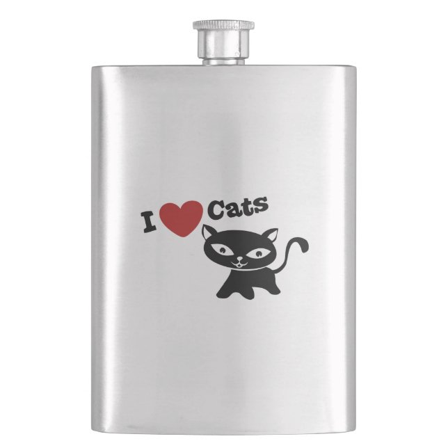 I love cats hip flask (Front)