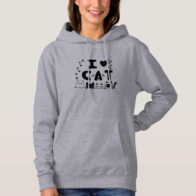 I Love Cats Hoodie – Cute Gifts For Cat Lovers (Front)