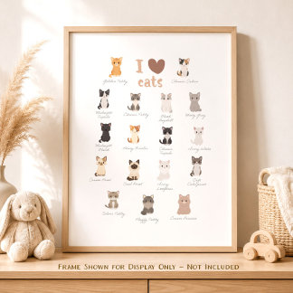 I Love Cats Kids Room Decor Poster