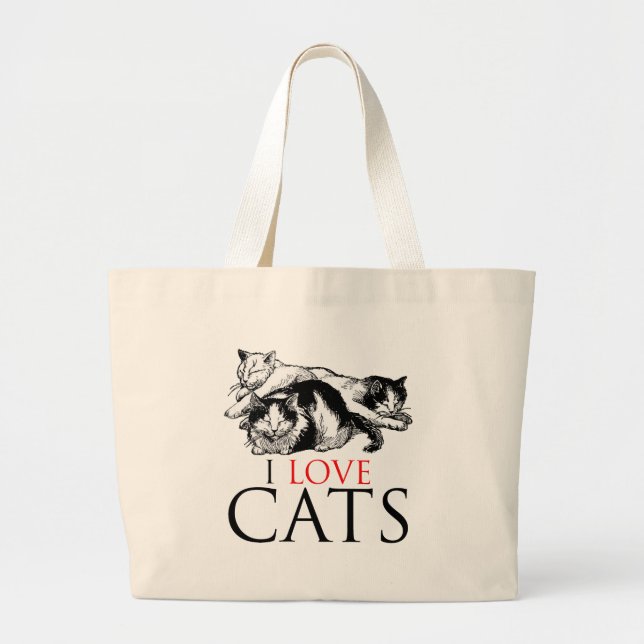 I Love Cats Large Tote Bag (Front)
