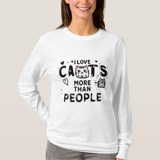 I Love Cats More Than People Drawing Long Sleeve T-Shirt