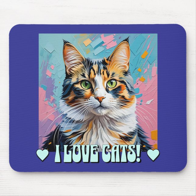 I Love Cats! Mouse Pad (Front)