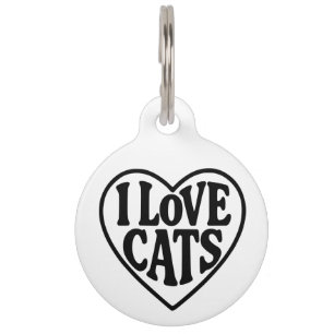 I Love Cats Pet Tag