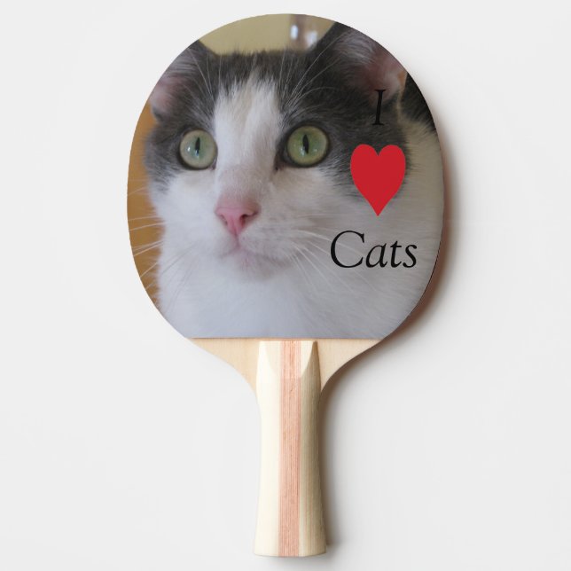 I Love Cats Ping Pong Paddle (Front)