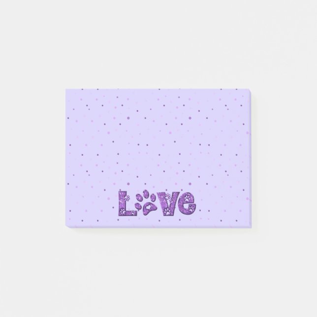 I love cats - purple glitter - post-it notes (Front)
