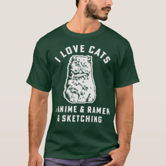 I Love Cats  Ramen Sketching Cat Mum  Girl T-Shirt