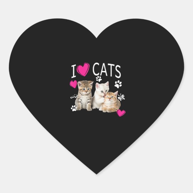 I Love Cats Shirt _ Cat lover - I love Kittens Gif Heart Sticker (Front)