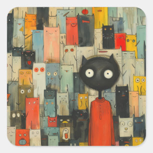 i love cats square sticker