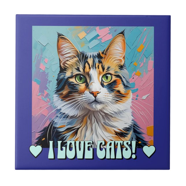 I Love Cats! Tile (Front)