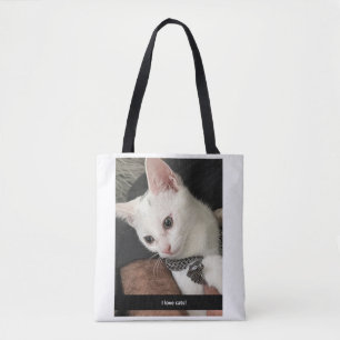 I Love Cats Tote Bag. I Hate People Cat Tote Bag. Bag