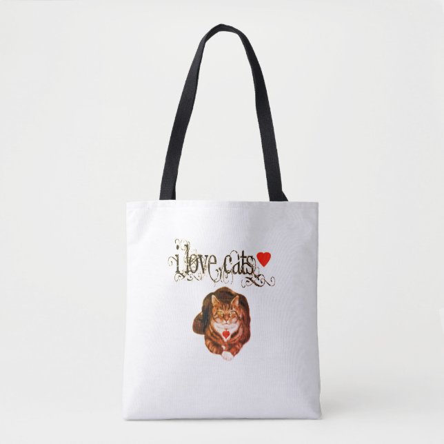 I Love Cats Tote Bag Original Art (Front)