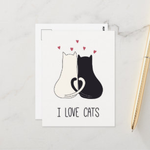 I Love Cats Two Cats in Love Postcard