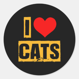 I Love Cats Valentine Romantic Couple Outfit Classic Round Sticker