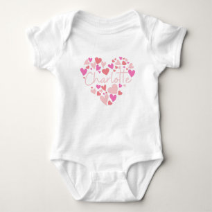 I love Charlotte hearts in pink Baby Bodysuit