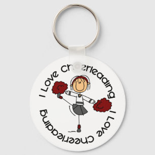I Love Cheerleading Stick Figure Cheerleader Key Ring