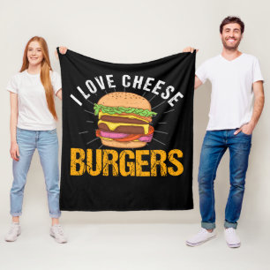 I Love Cheese Burgers, Hamburger Fleece Blanket