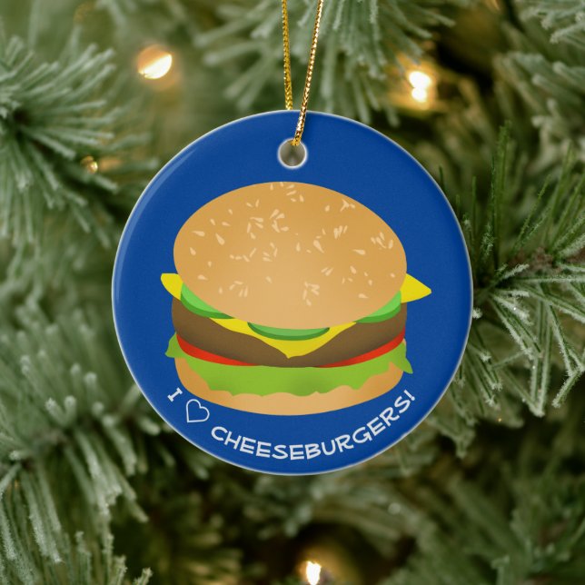 I Love Cheeseburgers Ceramic Tree Decoration (Tree)