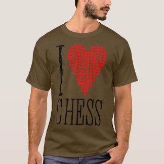 I Love Chess Heart Player Master Coach Pieces Mosa T-Shirt