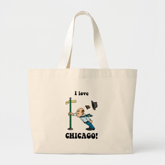 I love Chicago Large Tote Bag (Front)