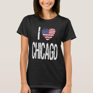I Love Chicago With American Flag T-Shirt