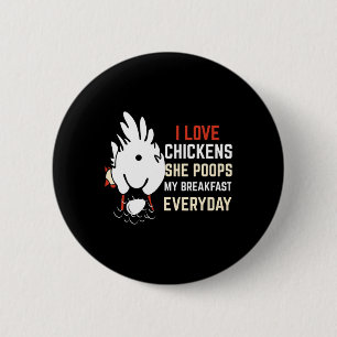 I Love Chicken Funny Chicken Design Chicken Lover 6 Cm Round Badge