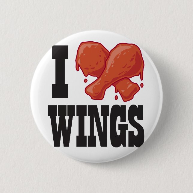 I Love Chicken Wings 6 Cm Round Badge (Front)
