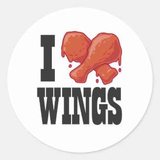 I Love Chicken Wings Classic Round Sticker