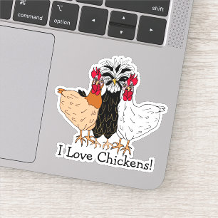 I Love Chickens Cartoon Hand Drawn