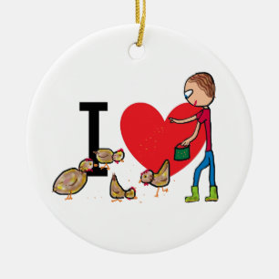 I Love Chickens Ceramic Tree Decoration
