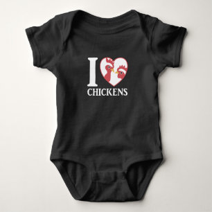 I Love Chickens Chicken And Rooster In My Heart Baby Bodysuit