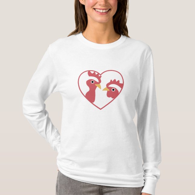 I Love Chickens Cute Chickens In Heart Rooster T-Shirt (Front)