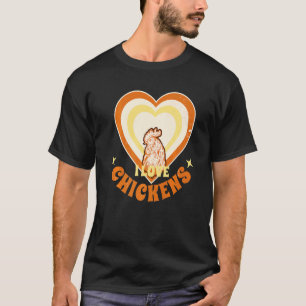 I Love Chickens Farmer Gardner Chicken  Heart Grap T-Shirt