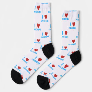 I Love Chickens, Novelty Chicken Themed  Socks