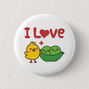I Love Chickpeas Hummus Kawaii 6 Cm Round Badge