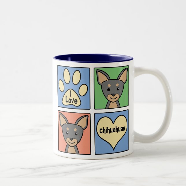 I Love Chihuahuas Two-Tone Coffee Mug (Right)