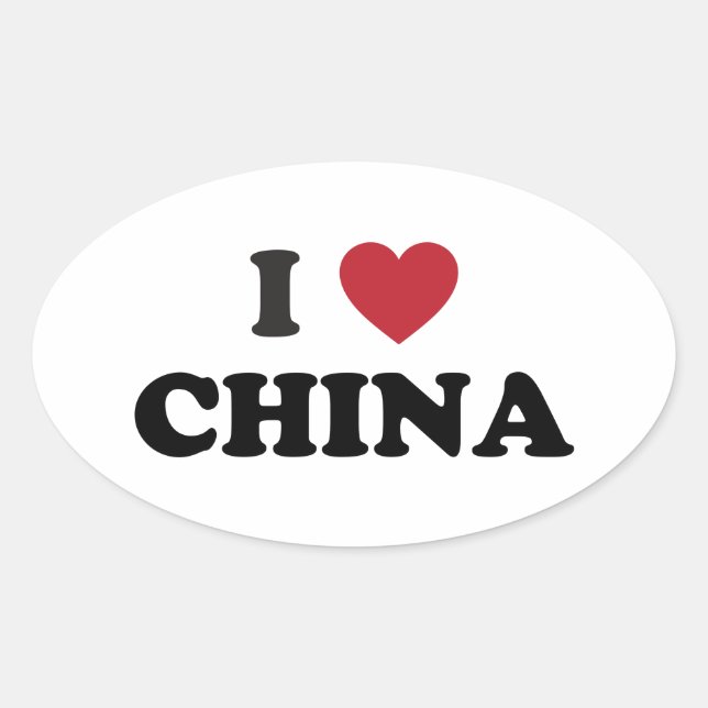 I Love China Oval Sticker (Front)