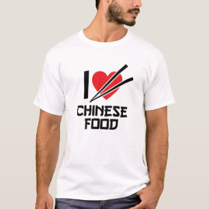 I Love Chinese Food Red Heart Chopsticks Graphic T-Shirt