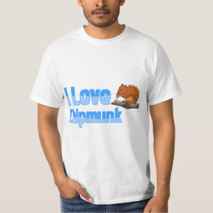 I Love Chipmunk Blue Colour Text Brown Chipmunk T-Shirt