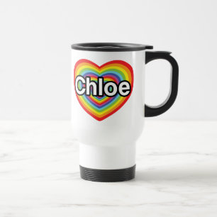I love Chloe: rainbow heart Travel Mug