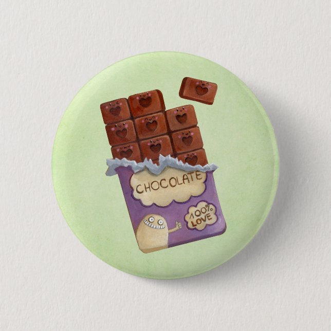 I love Chocolate 6 Cm Round Badge (Front)