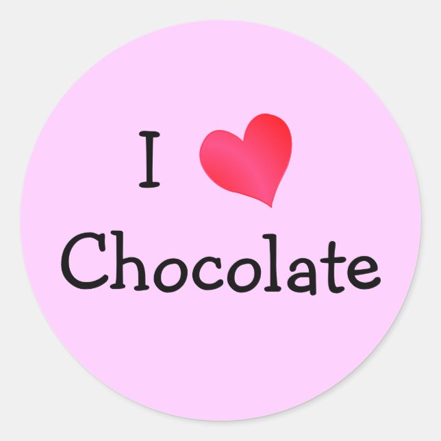 I Love Chocolate Classic Round Sticker (Front)