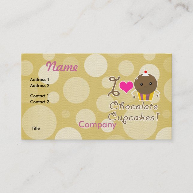I Love Chocolate Cupcakes Business Card (Front)