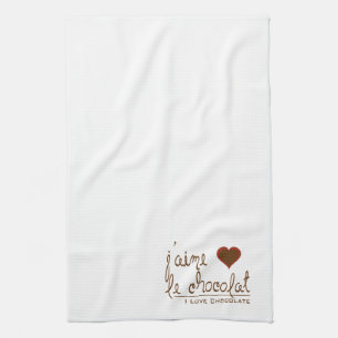 I Love Chocolate, in French! Tea Towel