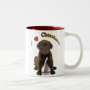 I Love Chocolate Kisses (Lab Puppy) Two-Tone Coffee Mug