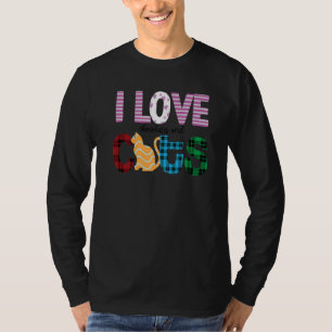 I Love Chocolates And Cats Graphic Patchwork Cat T-Shirt