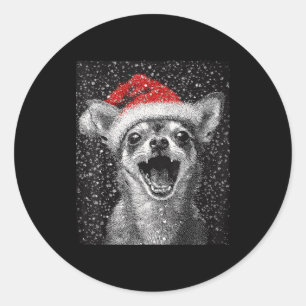 I Love Christmas Chihuahua  Classic Round Sticker