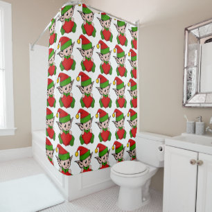 "I LOVE CHRISTMAS" ELF SHOWER CURTAIN