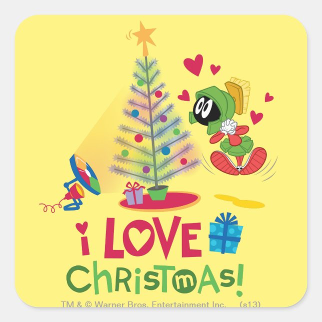 I Love Christmas - MARVIN THE MARTIAN™ Square Sticker (Front)