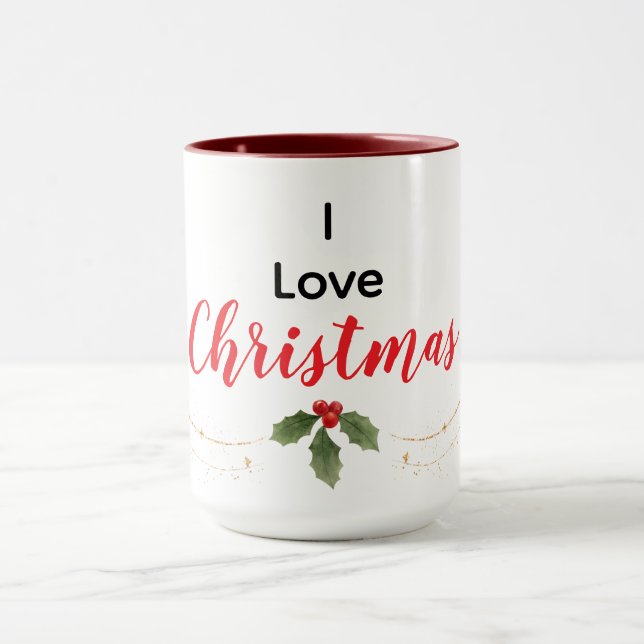 I Love Christmas Modern Minimalist Mug (Center)