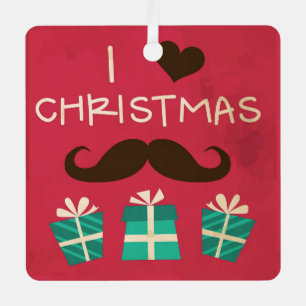I Love Christmas Moustache Ornament